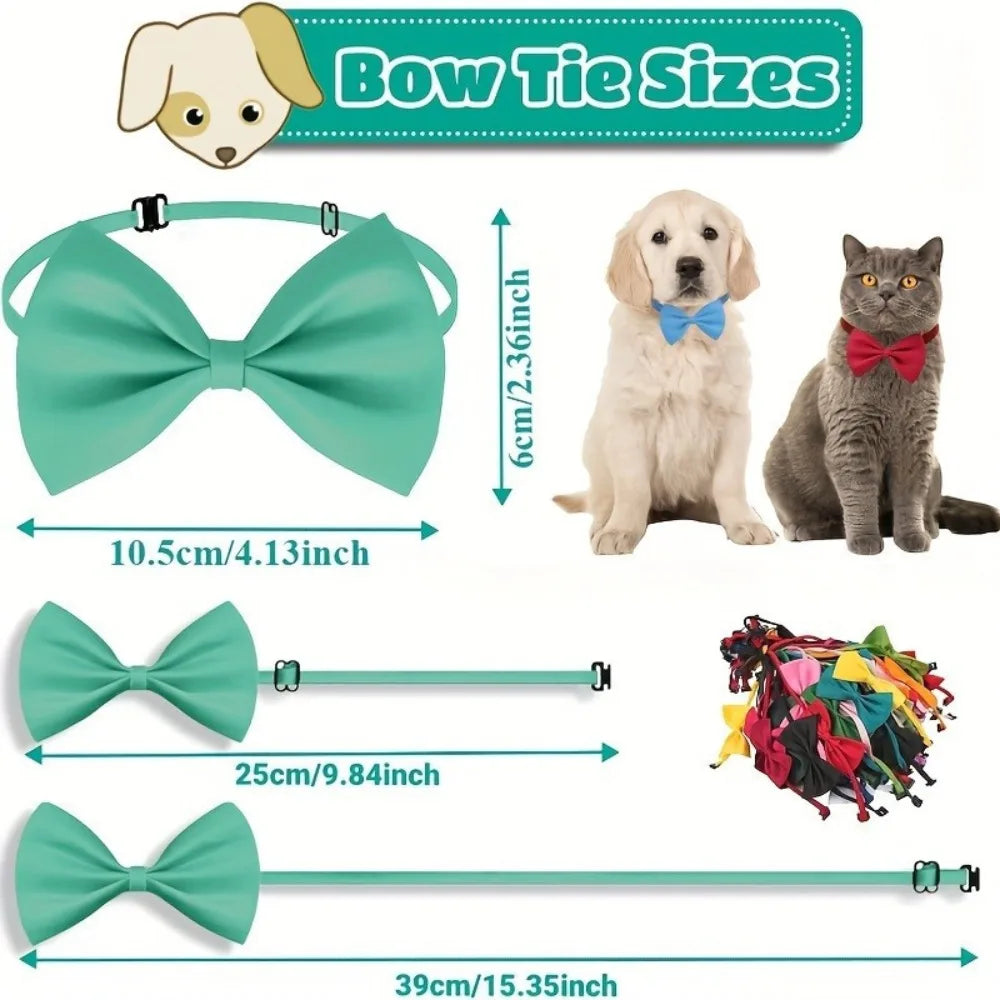 Dog Bow Ties Christmas Adjustable Pet Bowties For Cats Dogs