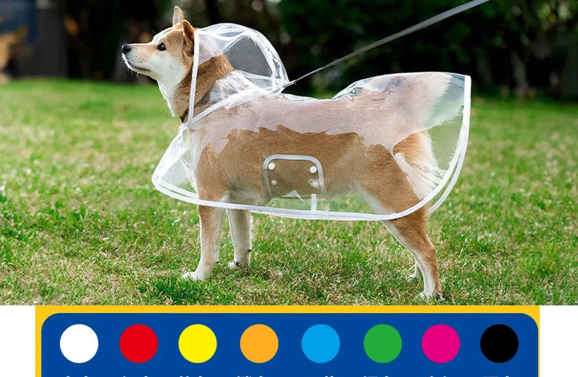 Transparent Waterproof Dog Raincoat With Hat