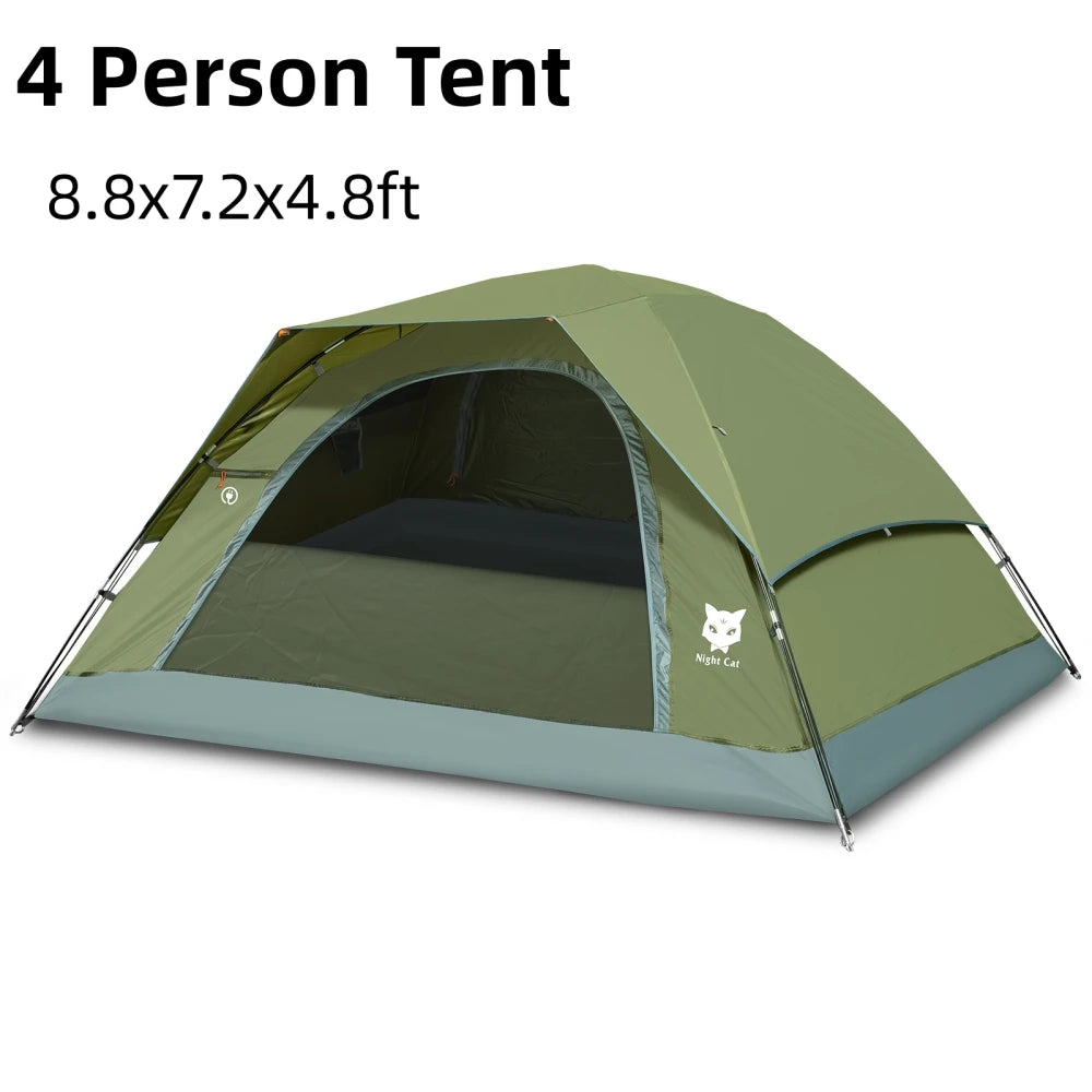 Night Cat Camping Tents With Rainfly Easy Clip Setup Waterproof