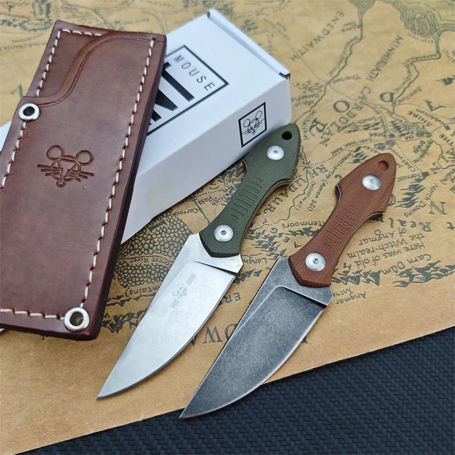GiantMouse GMF3 Fixed Blade Knife With Leather Sheath