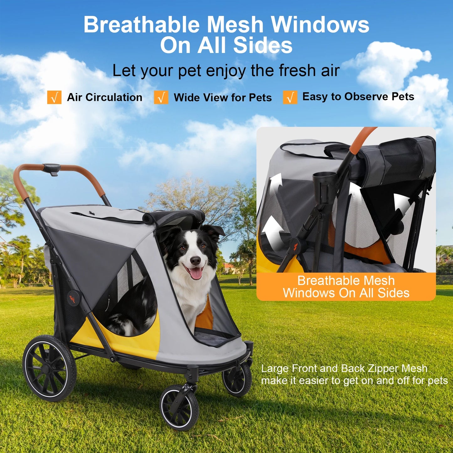 Foldable Pet Stroller for Dogs and Cats Travel in Comfort