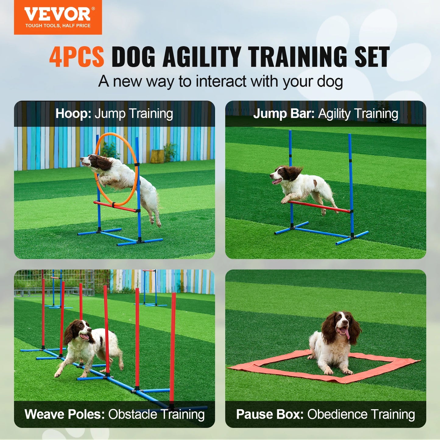 Dog Agility Training Equipment Set With Adjustable High Hurdles