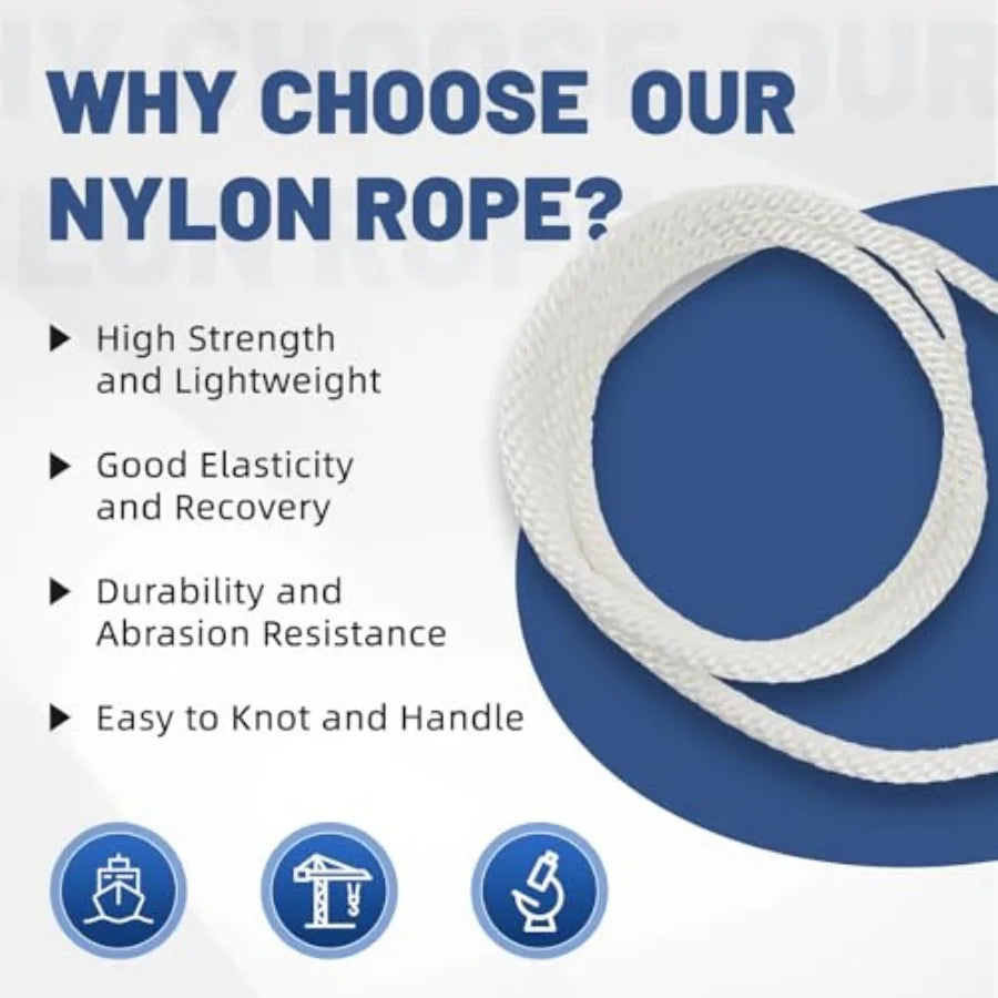 NEWSEED 100 Feet ch Nylon Rope Multipurpose Heavy Duty Utility Rope for door and Outdoor Use, Strong and Abrasion Perfect for C