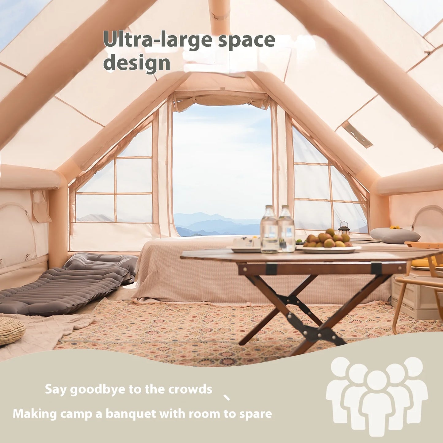 Pakicetus Inflatable Family Tent For Camping With Stove Plug Compatibility