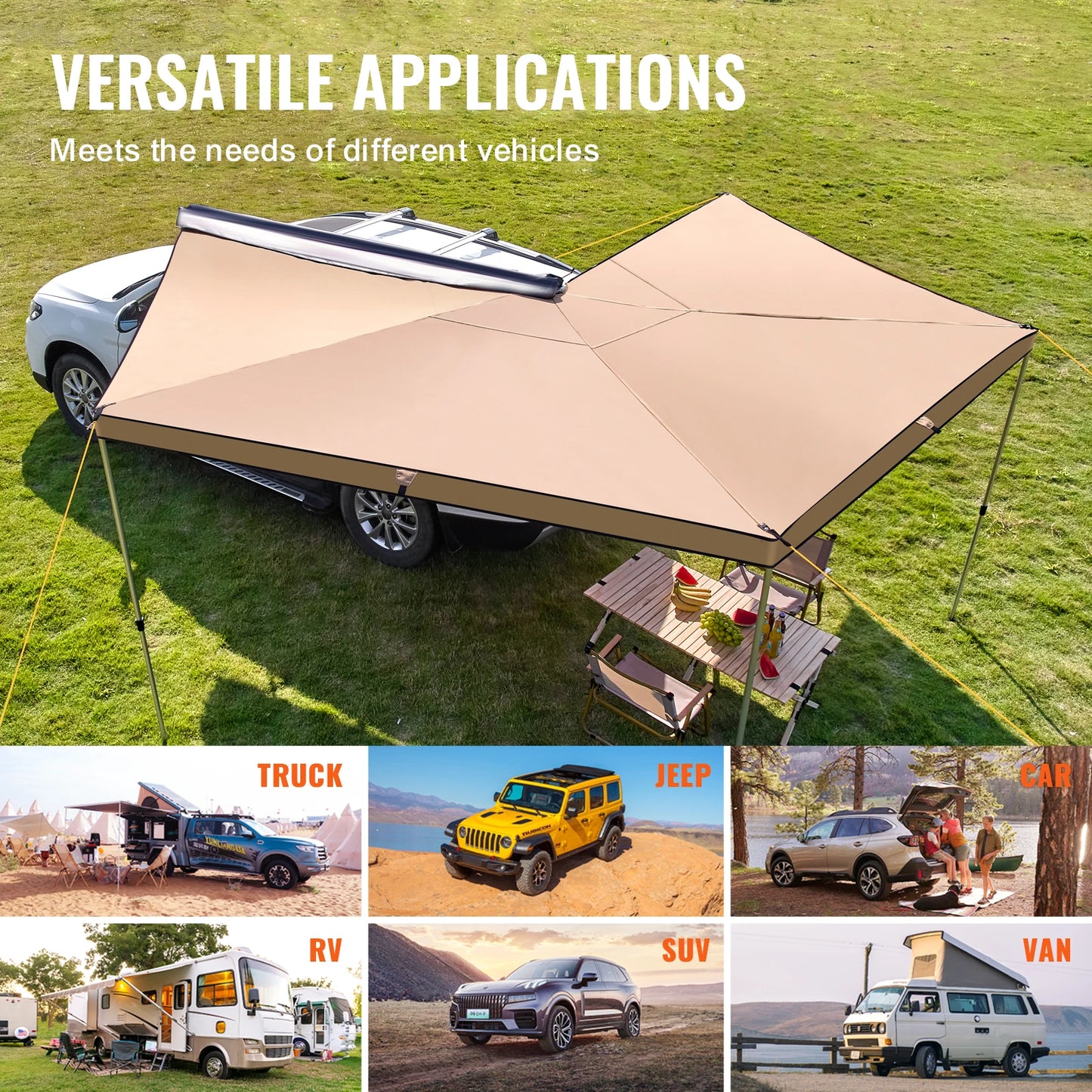 Vehicle Awning Retractable Car Side Awning With Waterproof Storage Bag