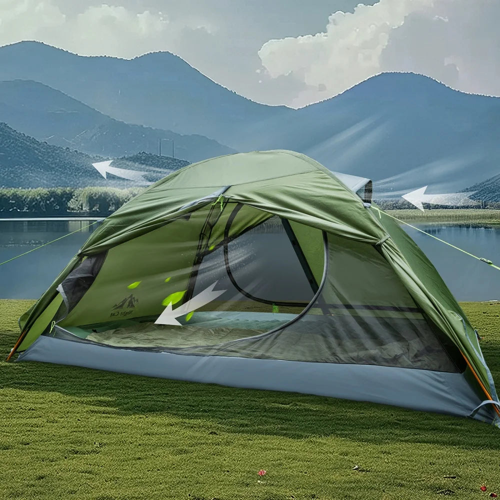 Night Cat 2 Person Backpacking Tent With Aluminum Poles Rainfly Waterproof