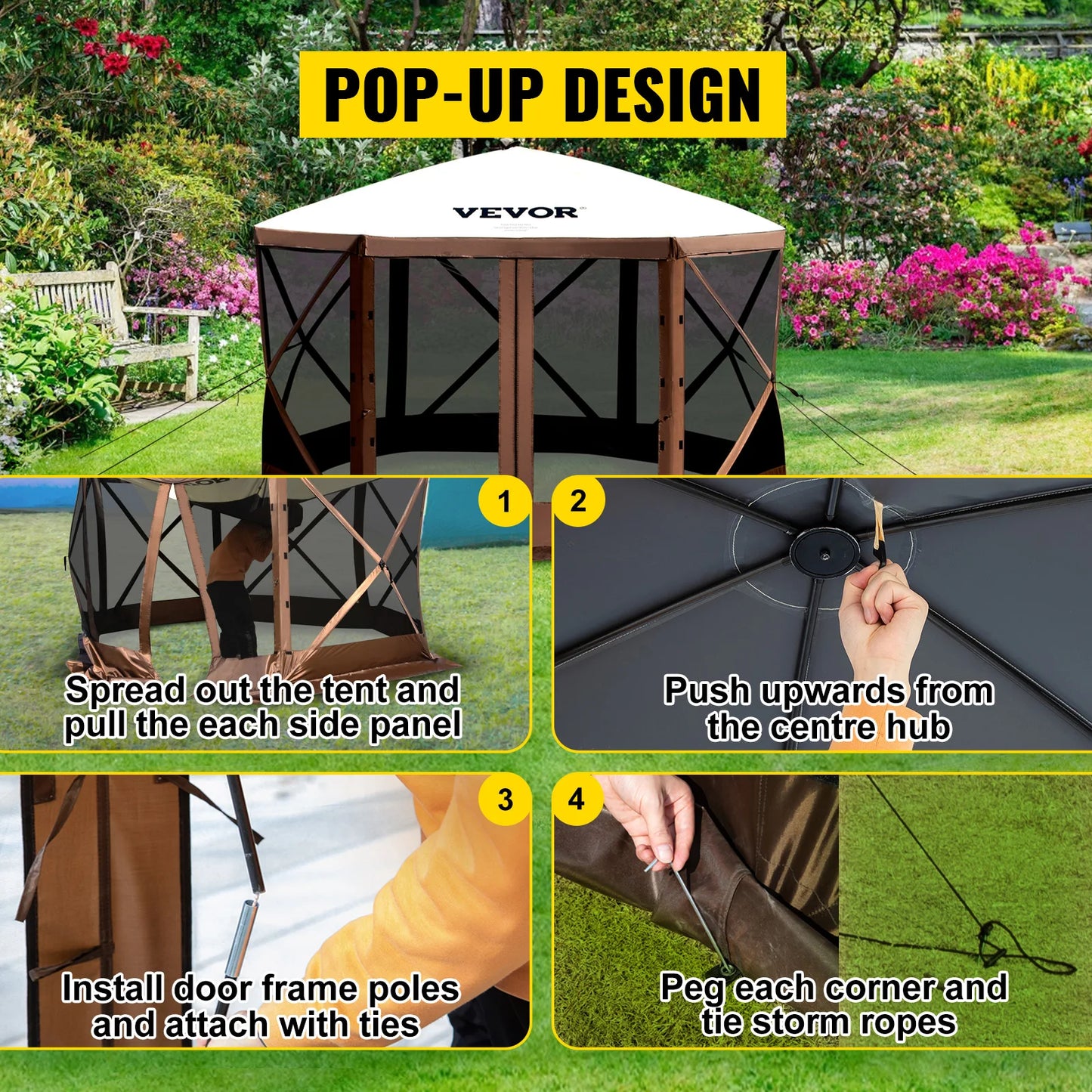 SucceBuy Pop Up Camping Gazebo Canopy Shelter