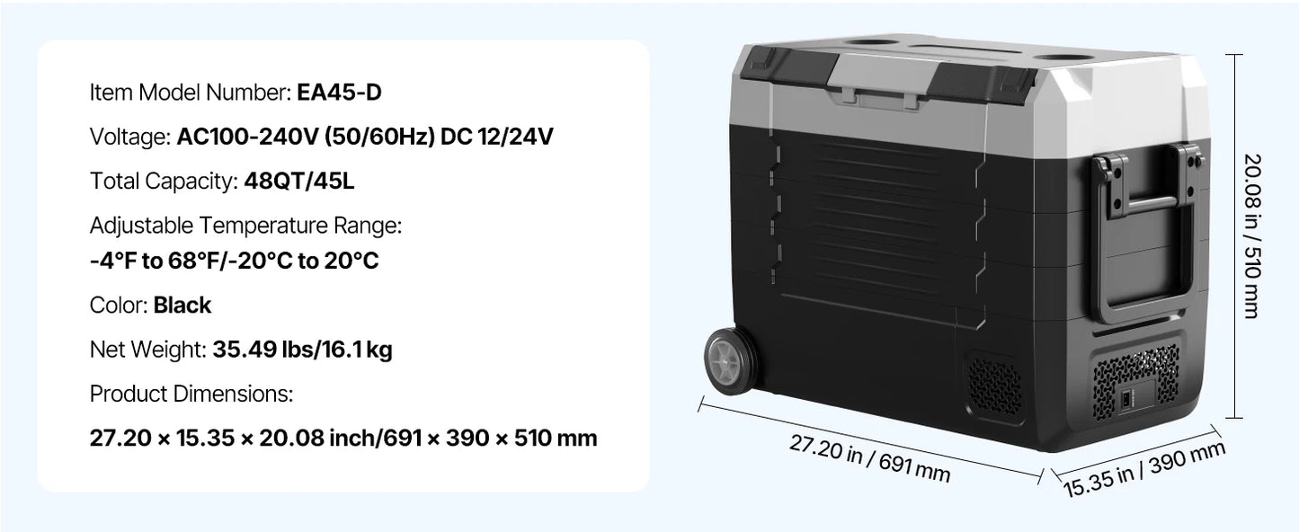SucceBuy Portable Car Refrigerator With Wheels And App Control