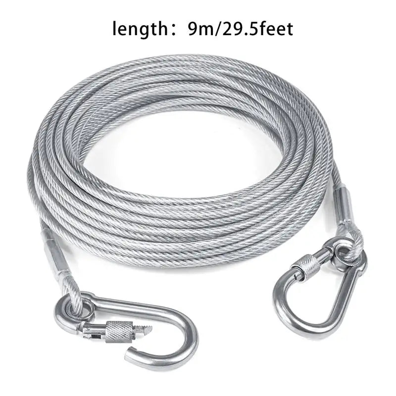 Double Headed Stainless Steel Dog Tie Out Cable Leash With Metal Buckle