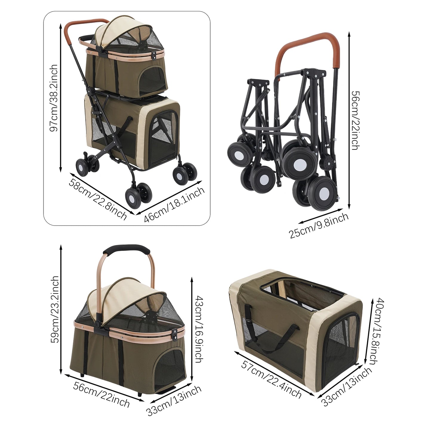Bymaocar Foldable Pet Stroller Heavy Duty Portable Travel Sunshade Locks