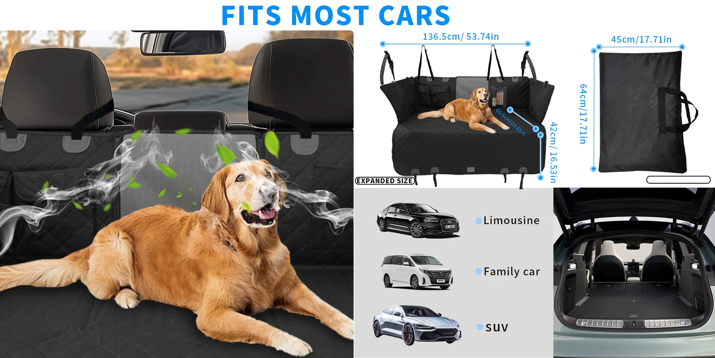 BINGOPAW Dog Car Seat Cover Back Seat Extender Pockets Waterproof