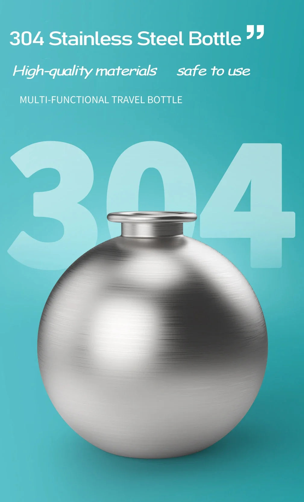 Portable Outdoor Pet Water Bottle With Bowl Stainless Steel 304