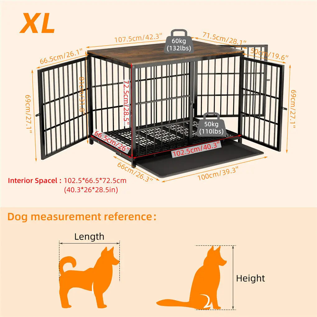 BINGOPAW Heavy Duty Dog Kennel End Table Cage With Doors