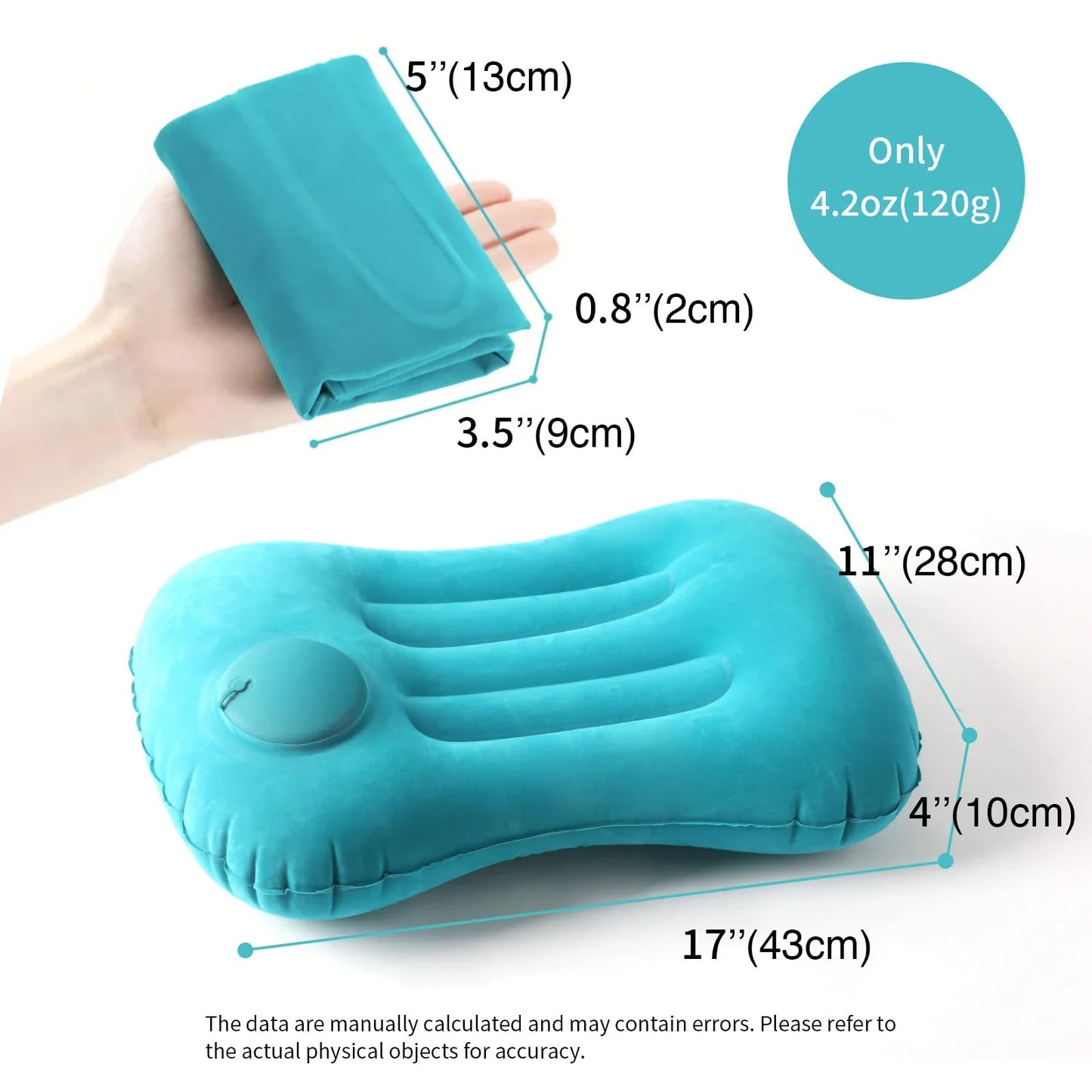 Portable Inflatable Pillow For Neck And Lumbar Support
