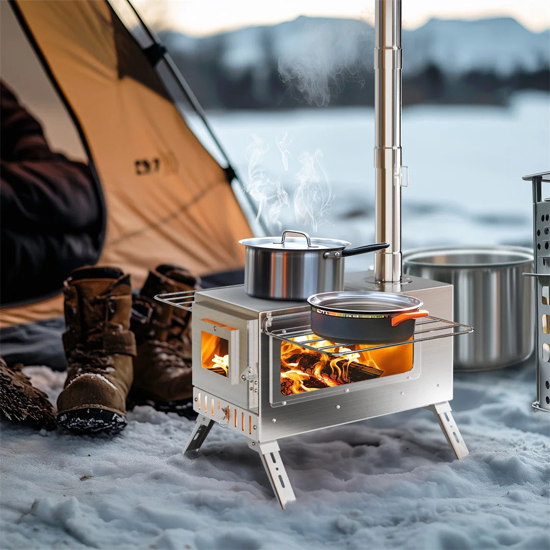 Hot Tent Wood Burning Stove Portable With Stainless Chimney Pipes