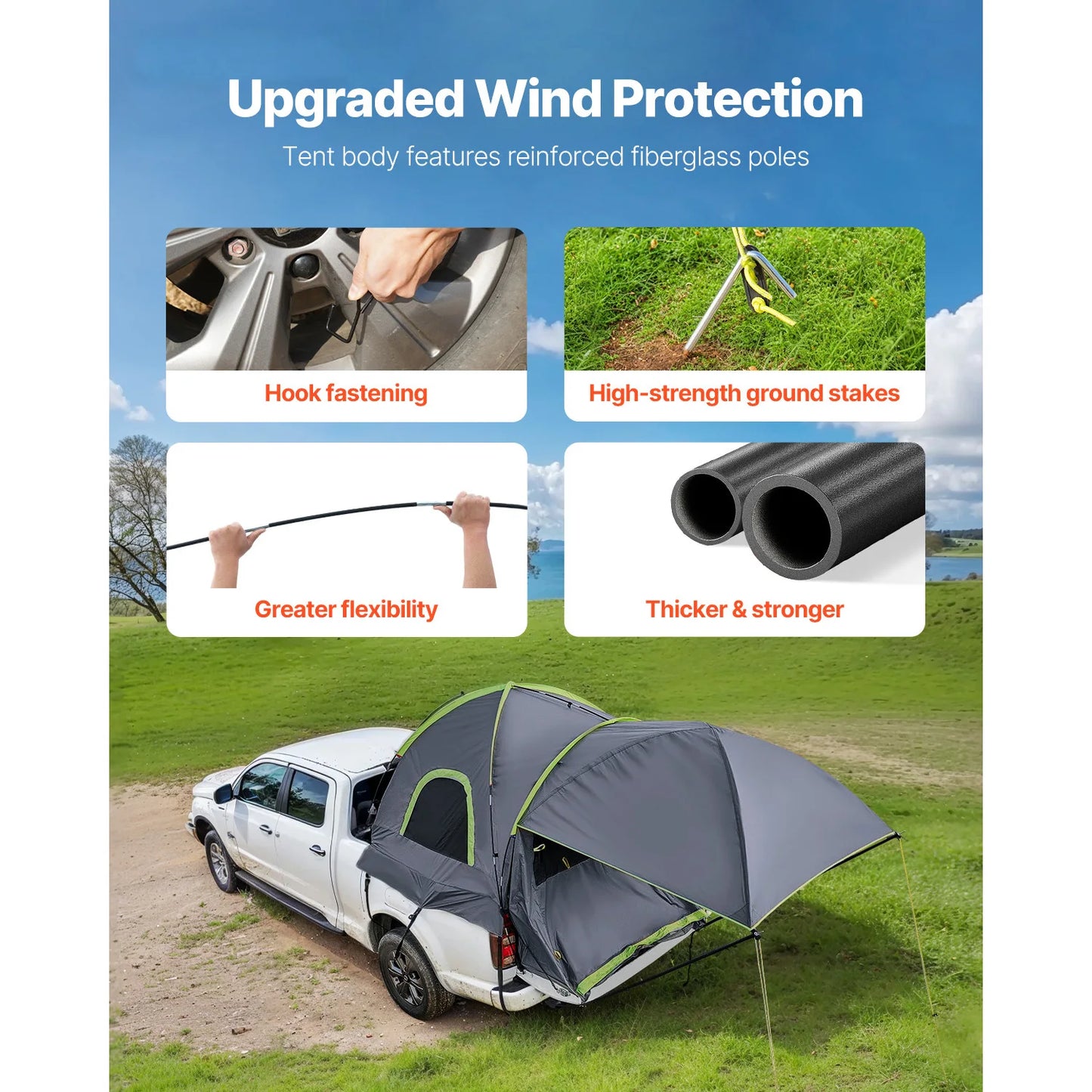 SucceBuy Pickup Truck Tent for Camping Waterproof PU2000 With Awning