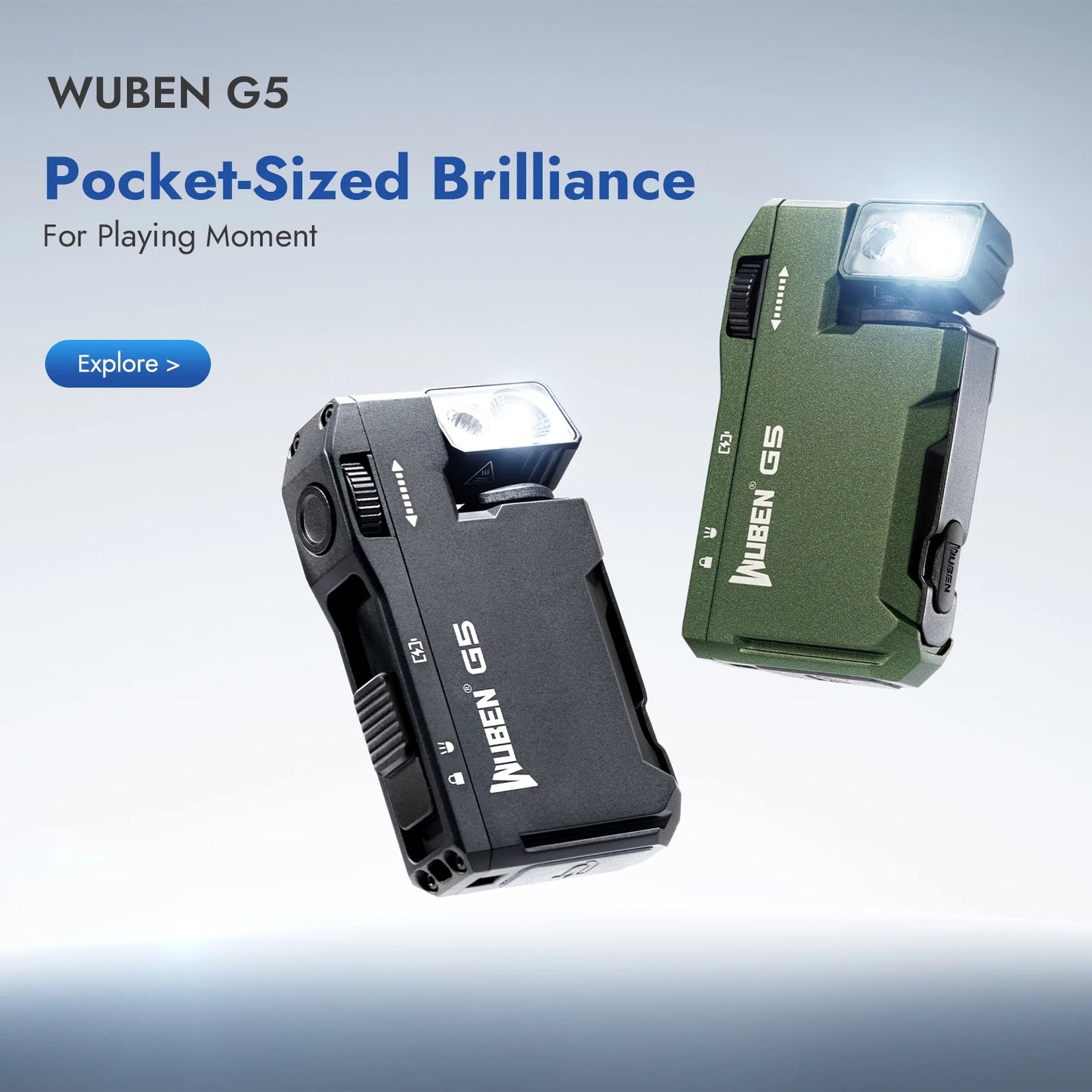 WUBEN G5 Magnetic EDC Flashlight 400 Lumen USB C Rechargeable Keychain