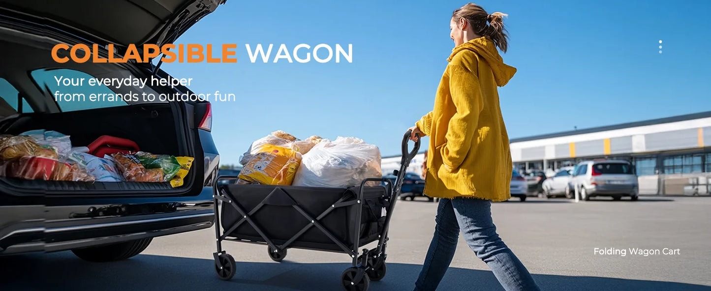 Heavy Duty Foldable Wagon Cart With All Terrain Wheels