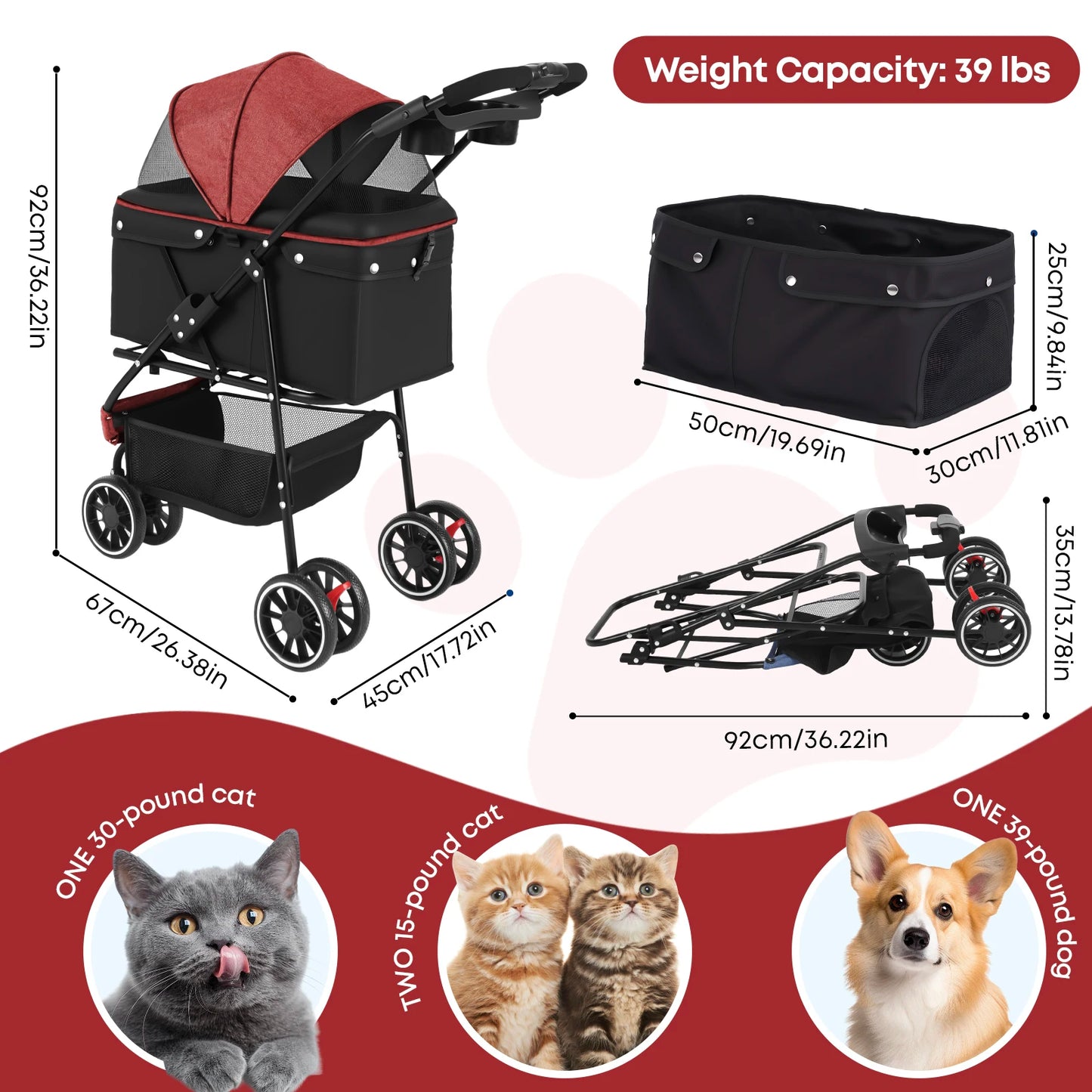 CHIHUAHUA Pet Stroller For Small And Medium Cats And Dogs