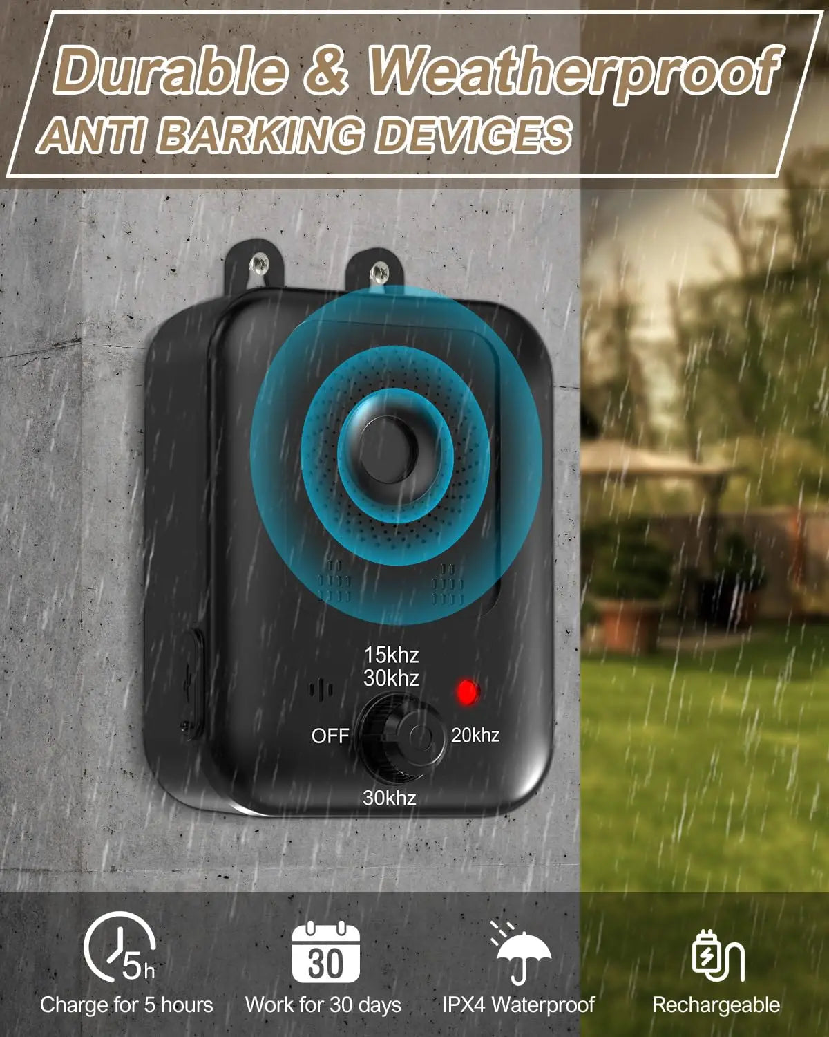 PetEdu Rechargeable Automatic Bark Deterrent For Dogs Indoor Outdoor Ultrasonic