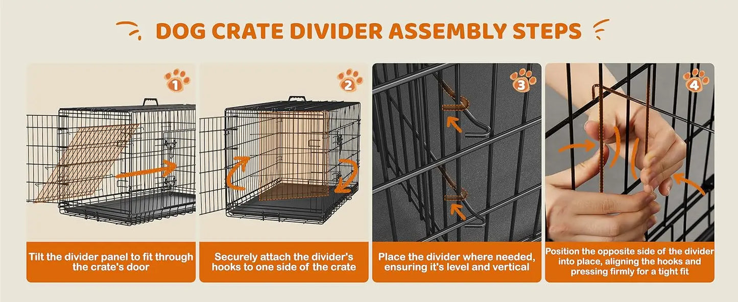 Double Door Dog Crate With Divider And Removable Tray