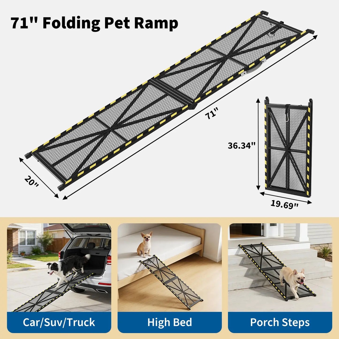 DishyKooker Heavy Duty Folding Steel Dog Ramp For Vehicles