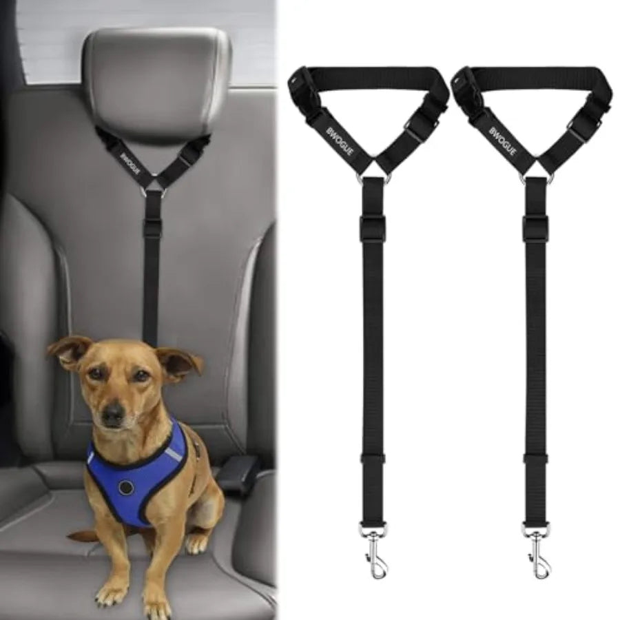Dog Cat Safety Seat Belt Straps, Adjustable Nylon, Vehicle Restraints