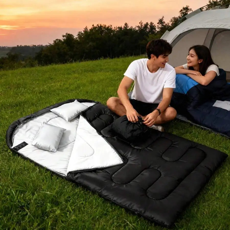 Winter Cold Weather Sleeping Bag For Adults With Pillows