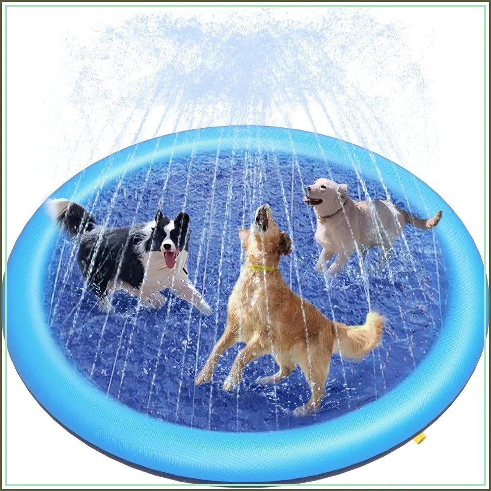 Splash Pad for Dogs and Kids Anti Slip Outdoor Water Play Mat Backyard