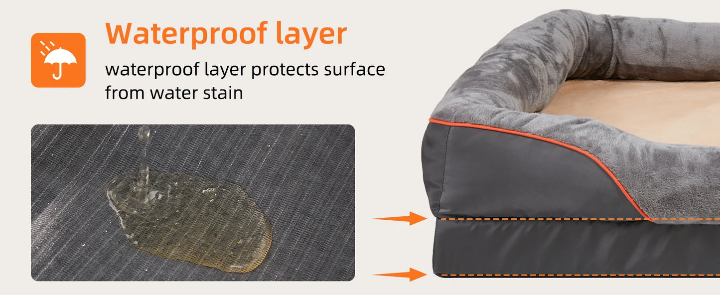 BORWART Orthopedic Memory Foam Dog Bed With Removable Cover