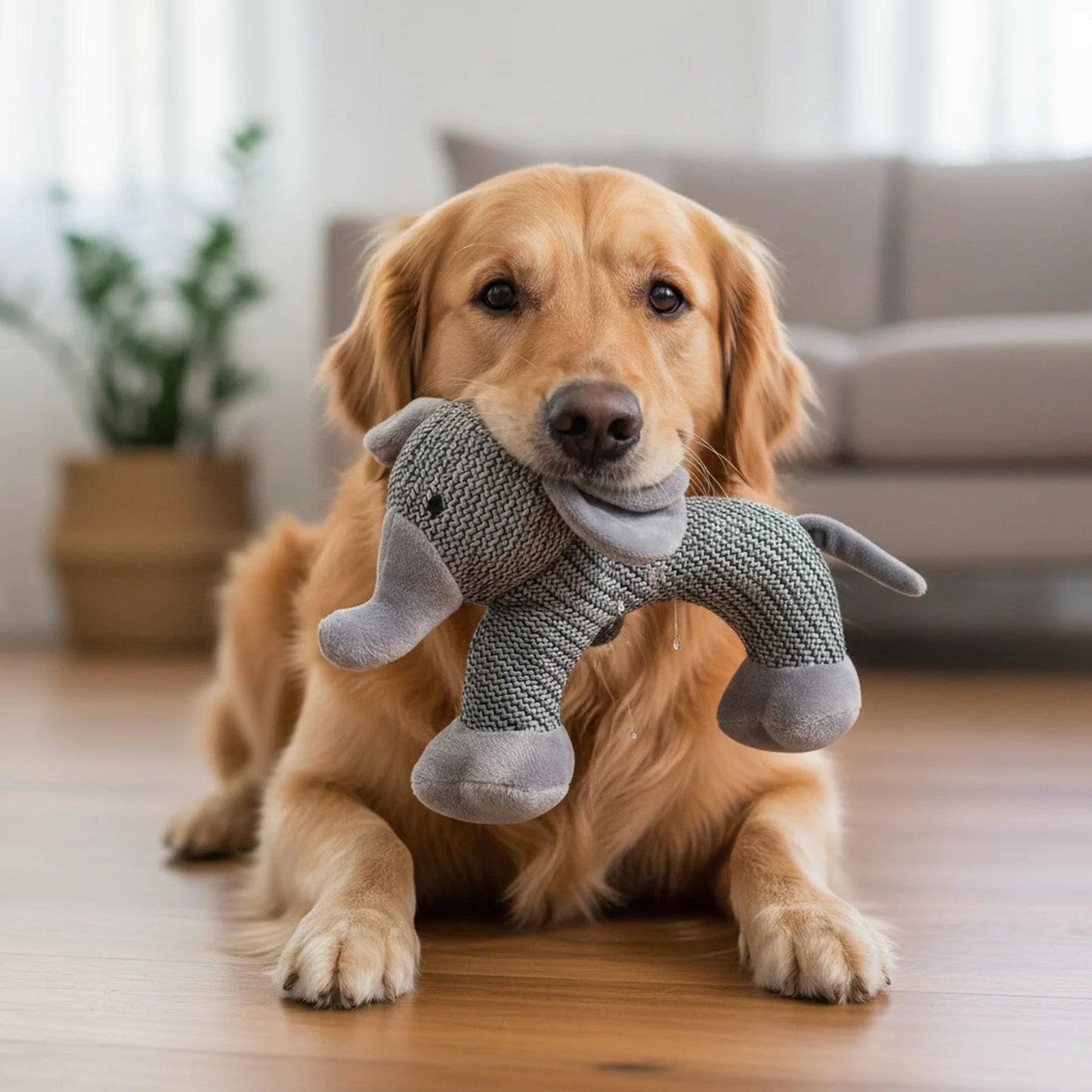 Interactive Squeaky Puppy Plush Dog Toy Cute Wear Resistant Material