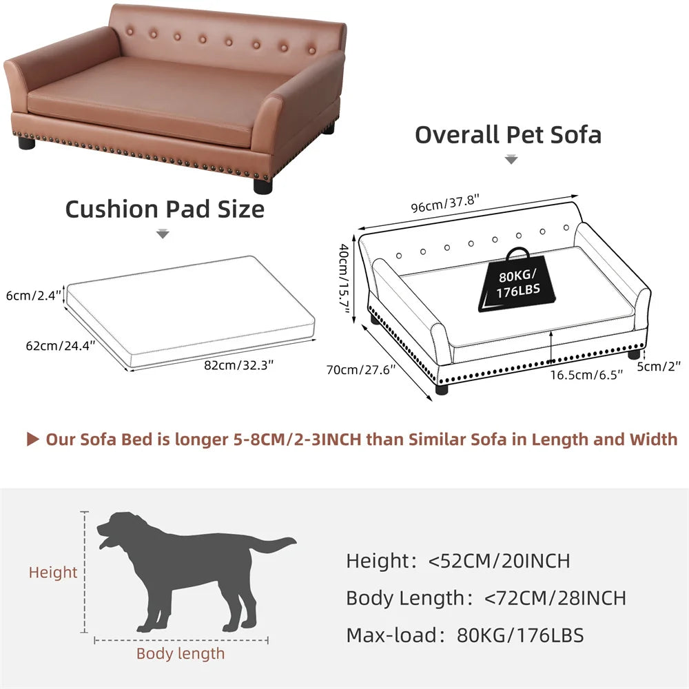 Borwart Luxury Heavy Duty Pet Sofa Bed With Removable Cover