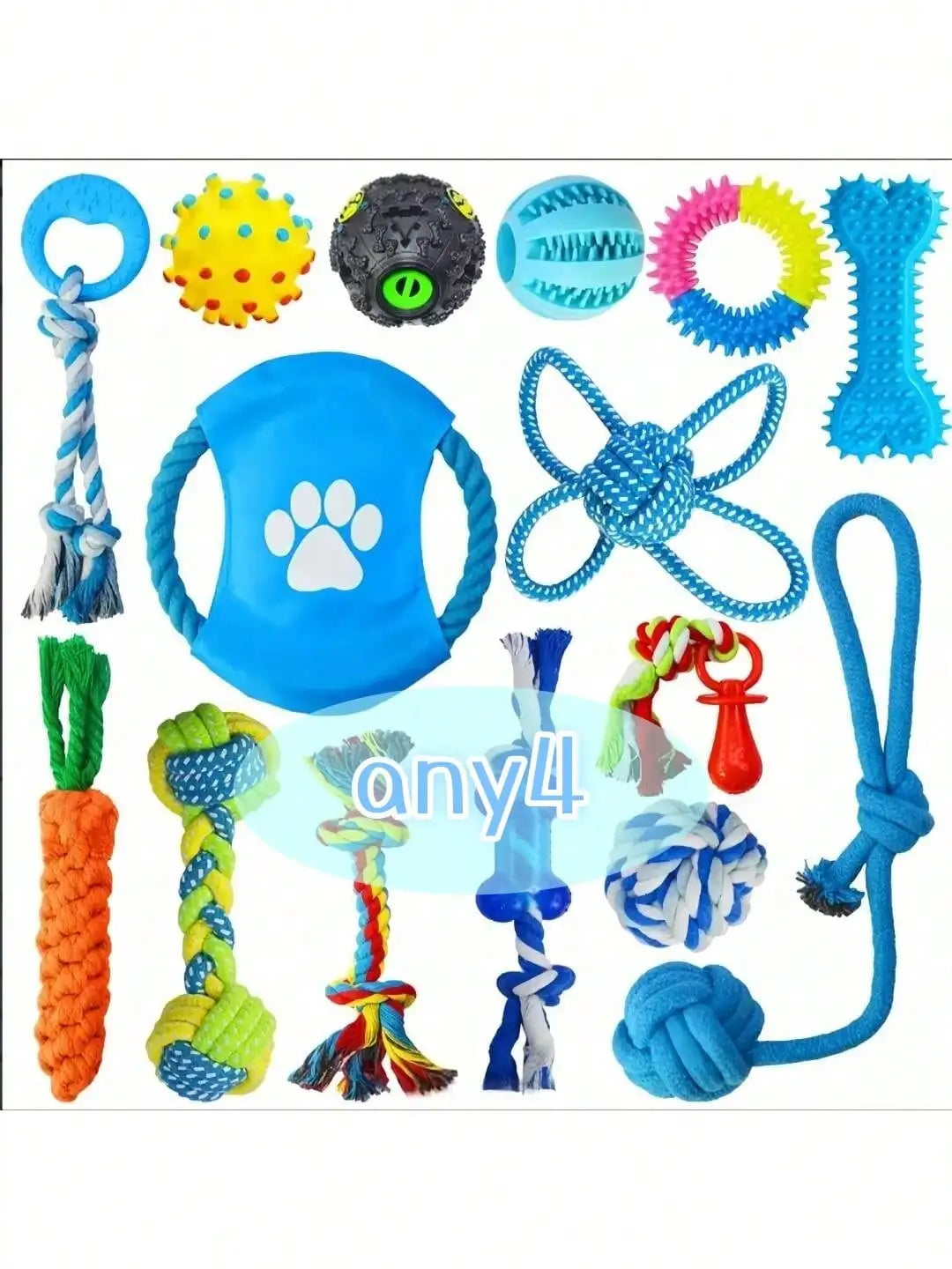 4 Piece Pet Toy Set Durable Dog Toys Ball Rope Puzzle Toys