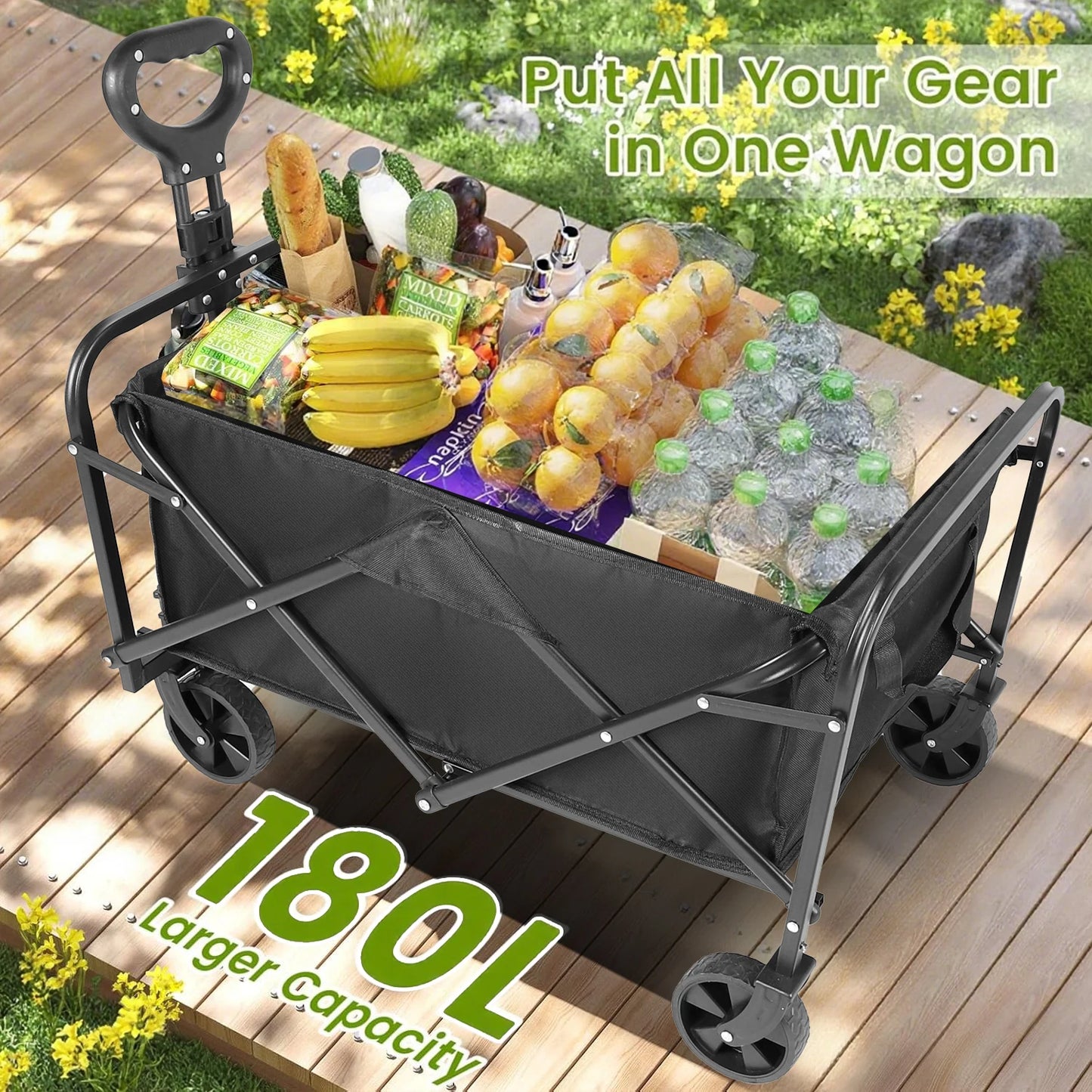 Heavy Duty Foldable Wagon Cart With All Terrain Wheels