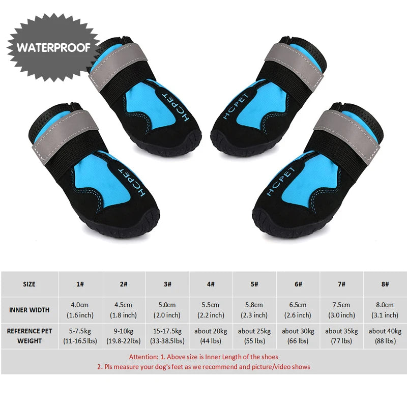 HCPET Waterproof Outdoor Dog Boots Set Durable Breathable