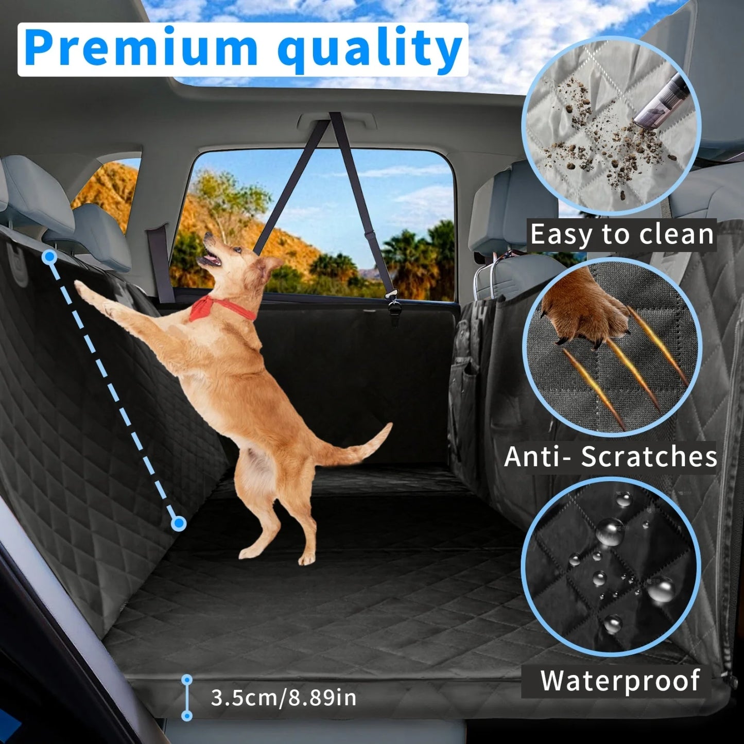 BINGOPAW Dog Car Seat Cover Back Seat Extender Pockets Waterproof