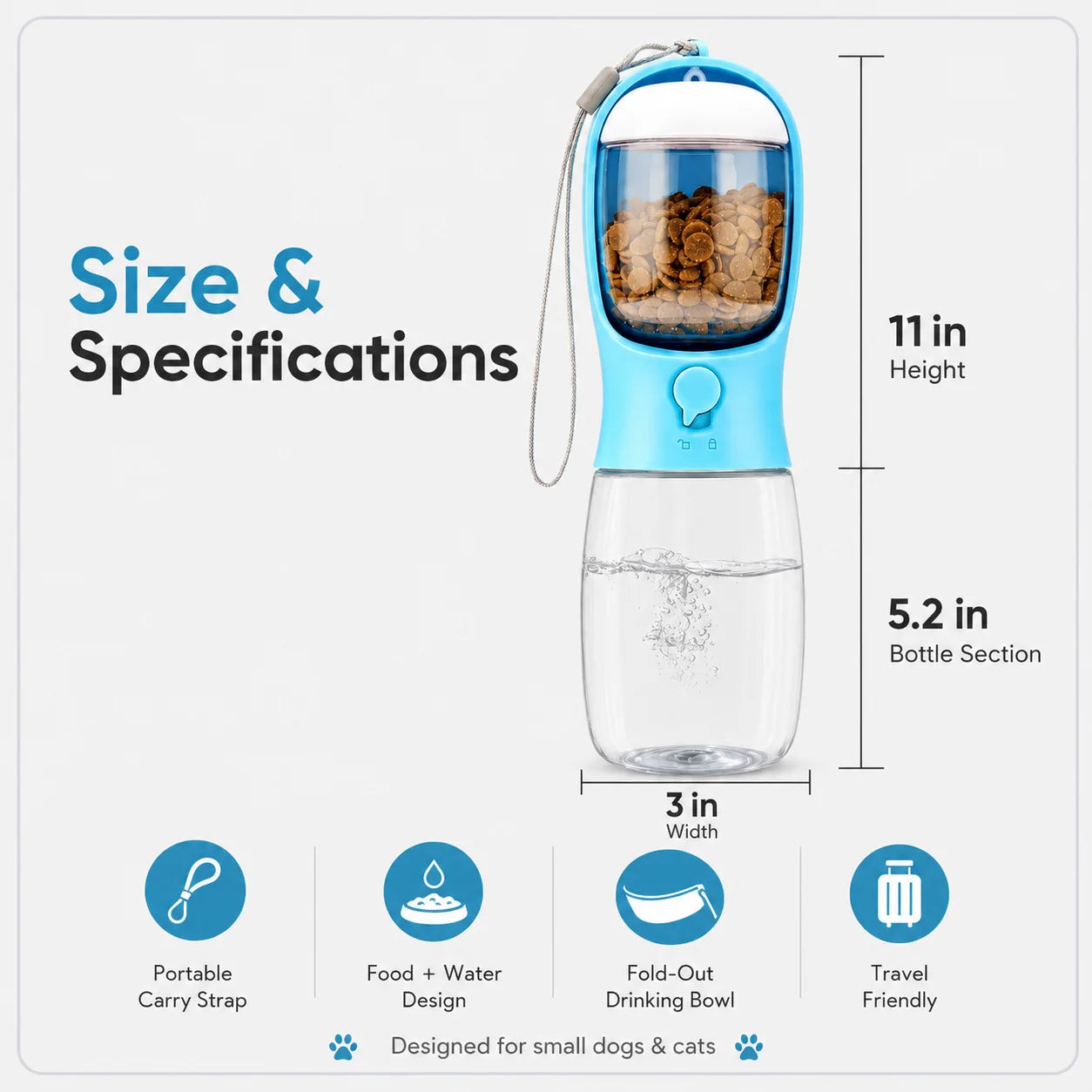 Portable Dog Water Bottle With Food Dispenser 3 In 1