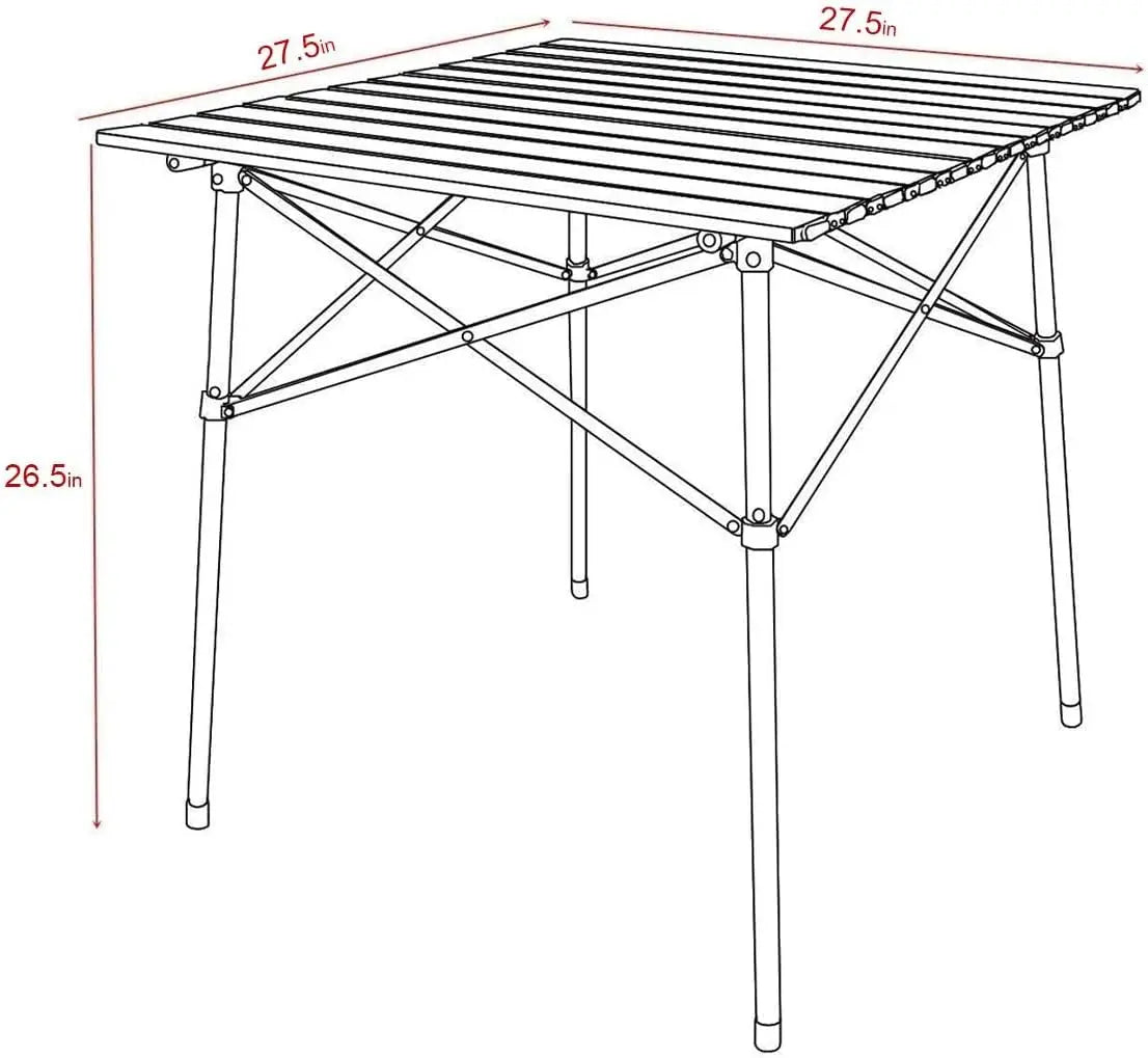 Lightweight Folding Square Table Roll Up Top For Camping