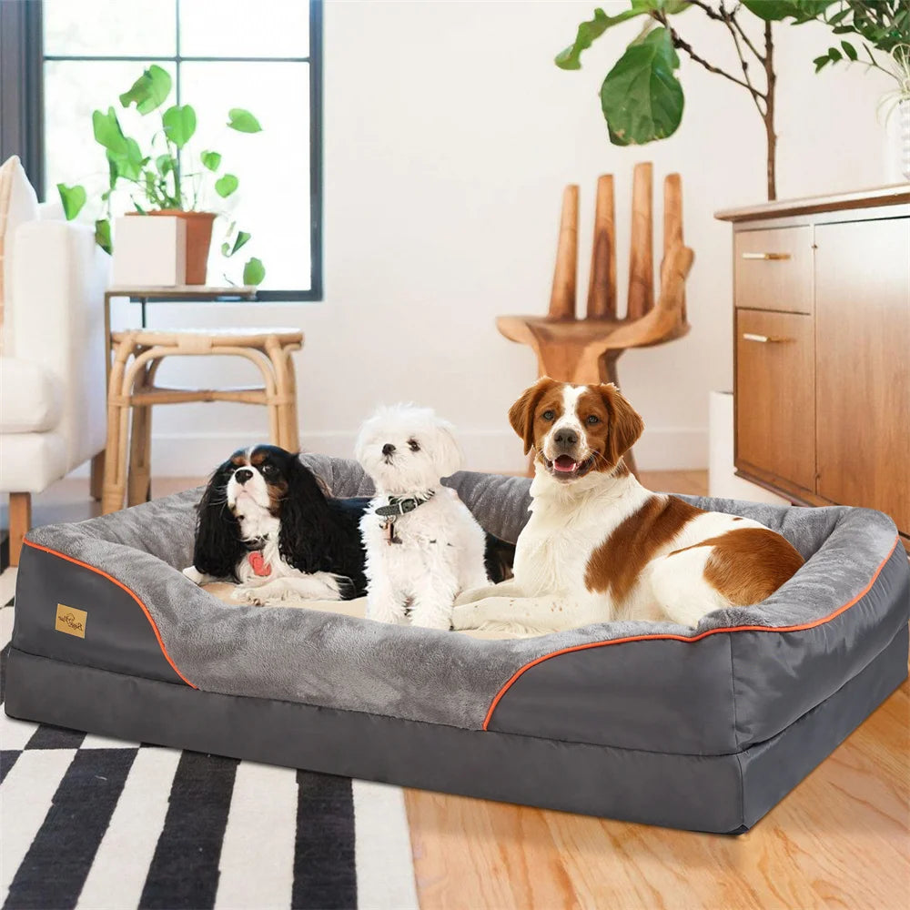 BORWART Orthopedic Memory Foam Dog Bed With Removable Cover