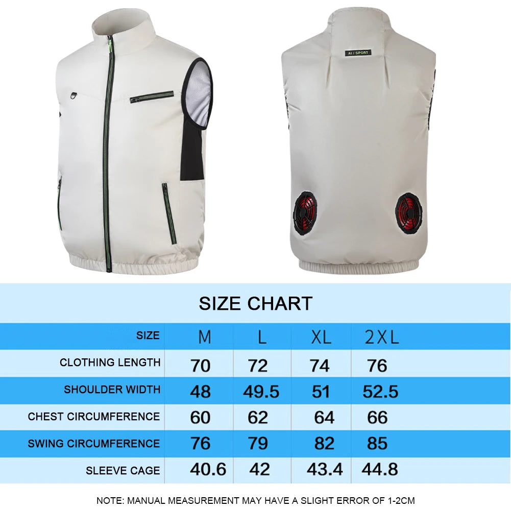 Wearable Cooling Vest With Air Conditioning Fan For Outdoor Summer