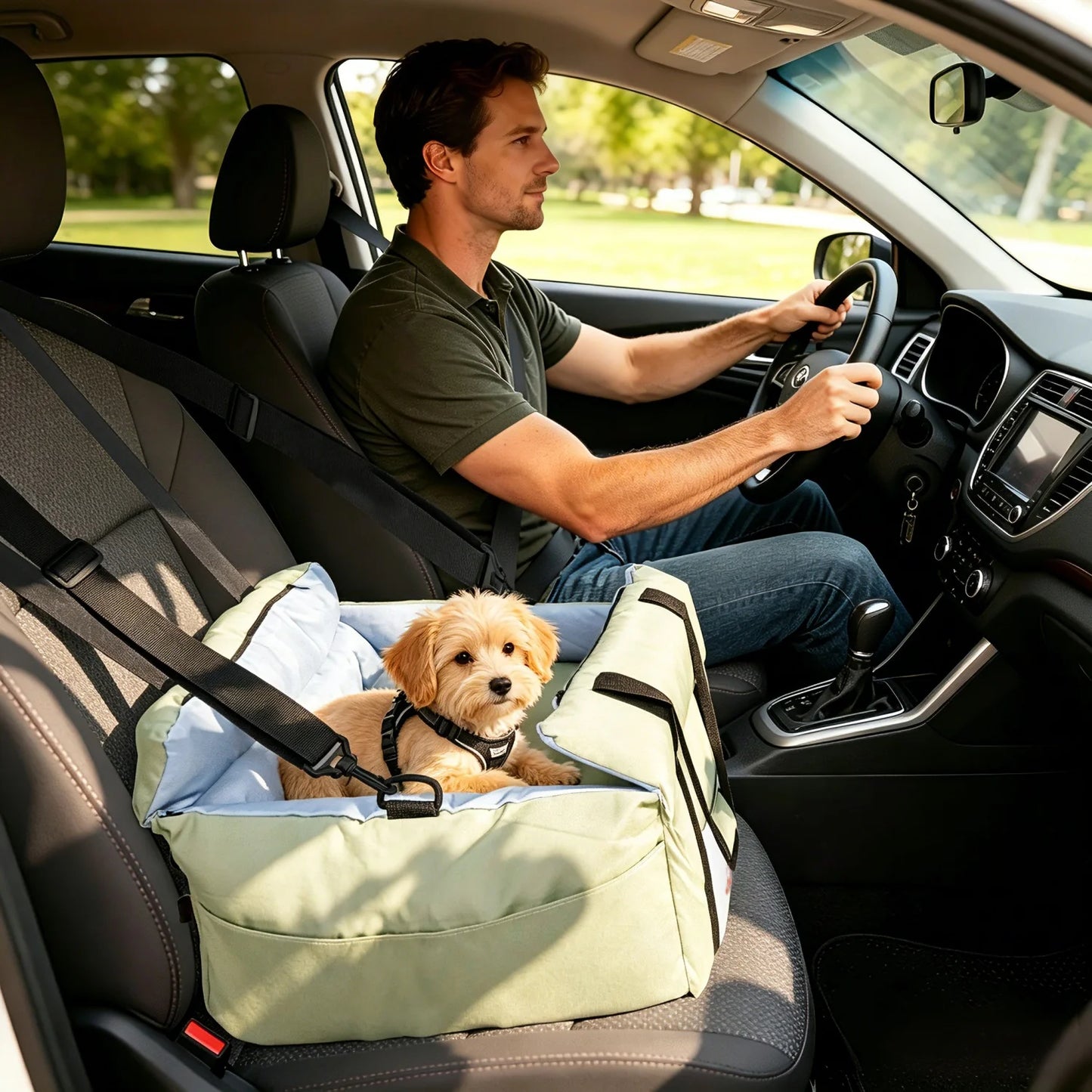 BINGOPAW Dog Car Seat For Small Dogs Washable Booster Carrier With Safety Belt
