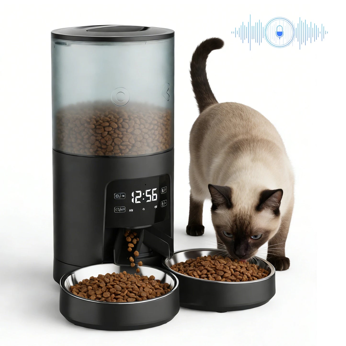 JHK 6L Timed Automatic Cat Feeder With Dual Stainless Bowls