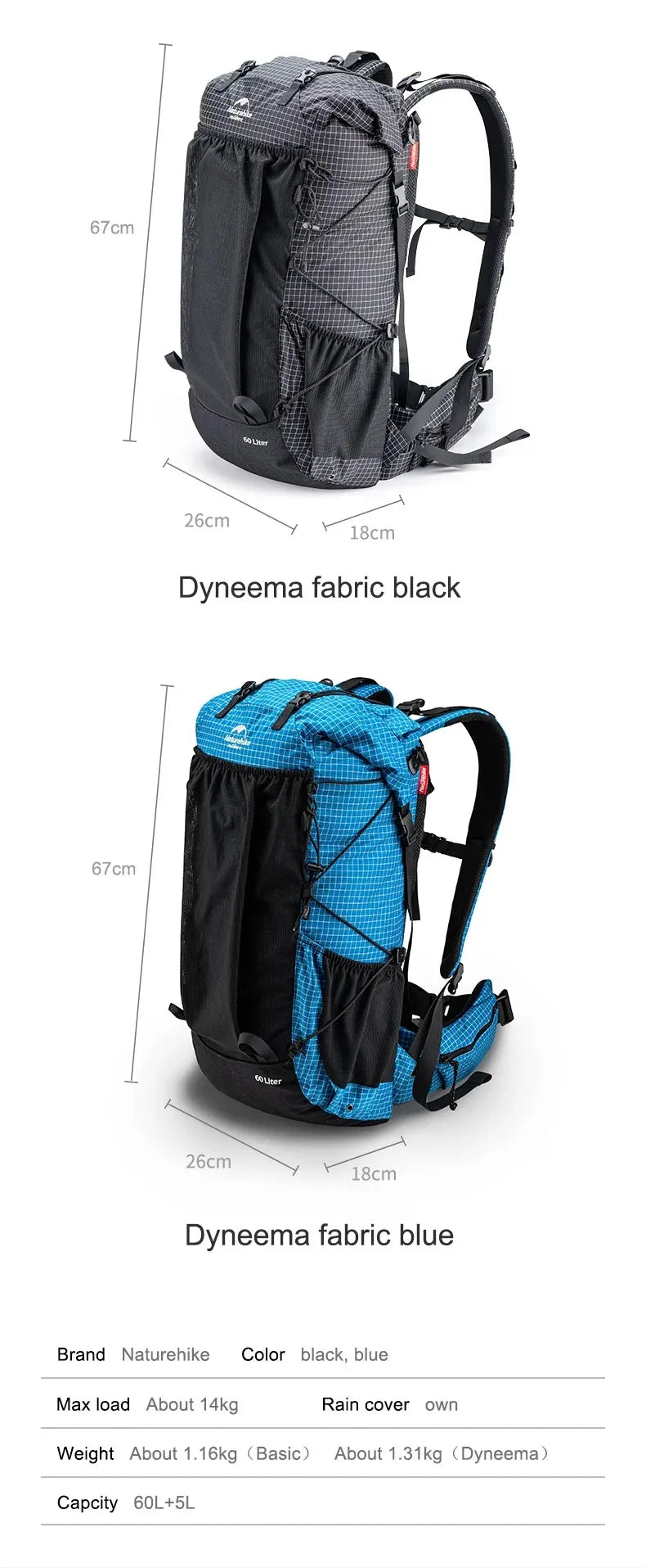 Naturehike Rock Outdoor Hiking Backpack With Rain Cover