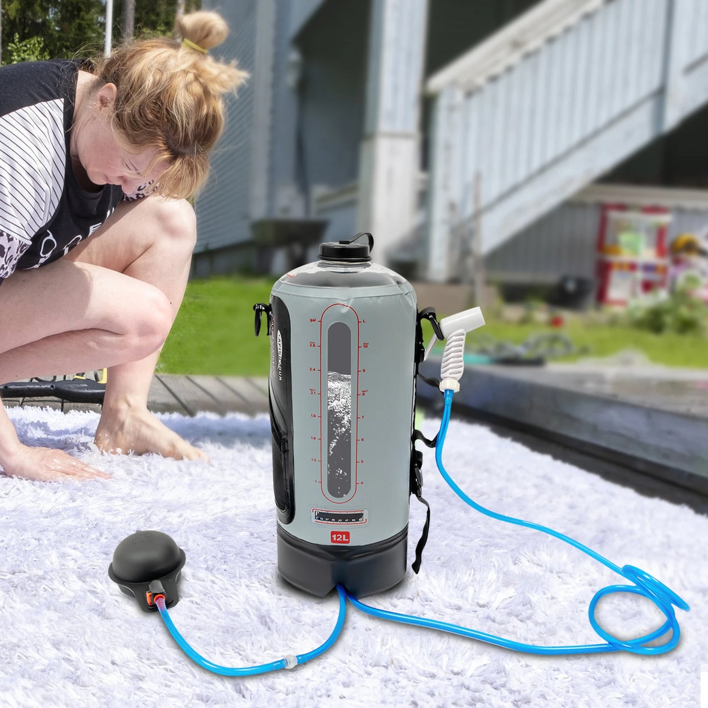 Bymaocar Portable Camping Shower Bag Foldable Solar Water Bag Outdoor