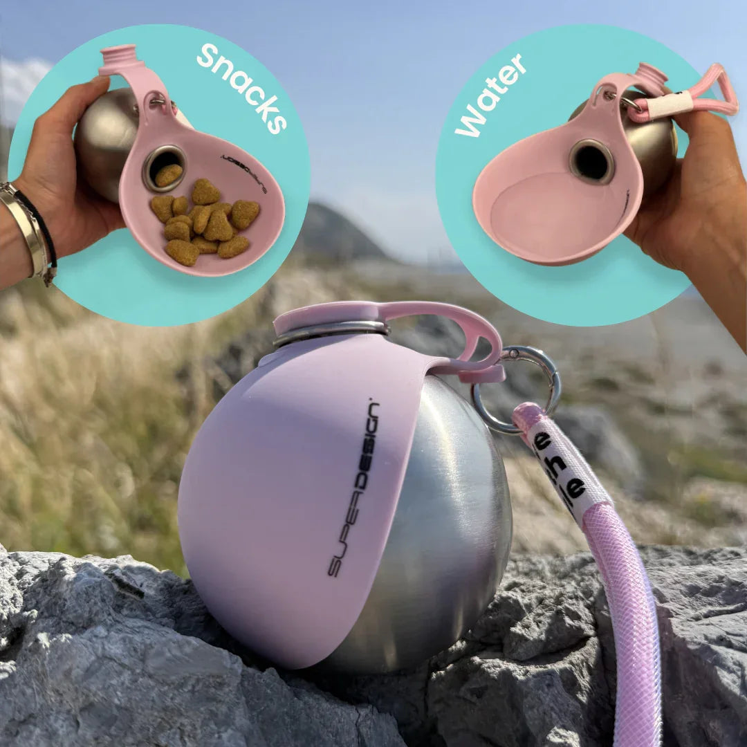 Portable Outdoor Pet Water Bottle With Bowl Stainless Steel 304