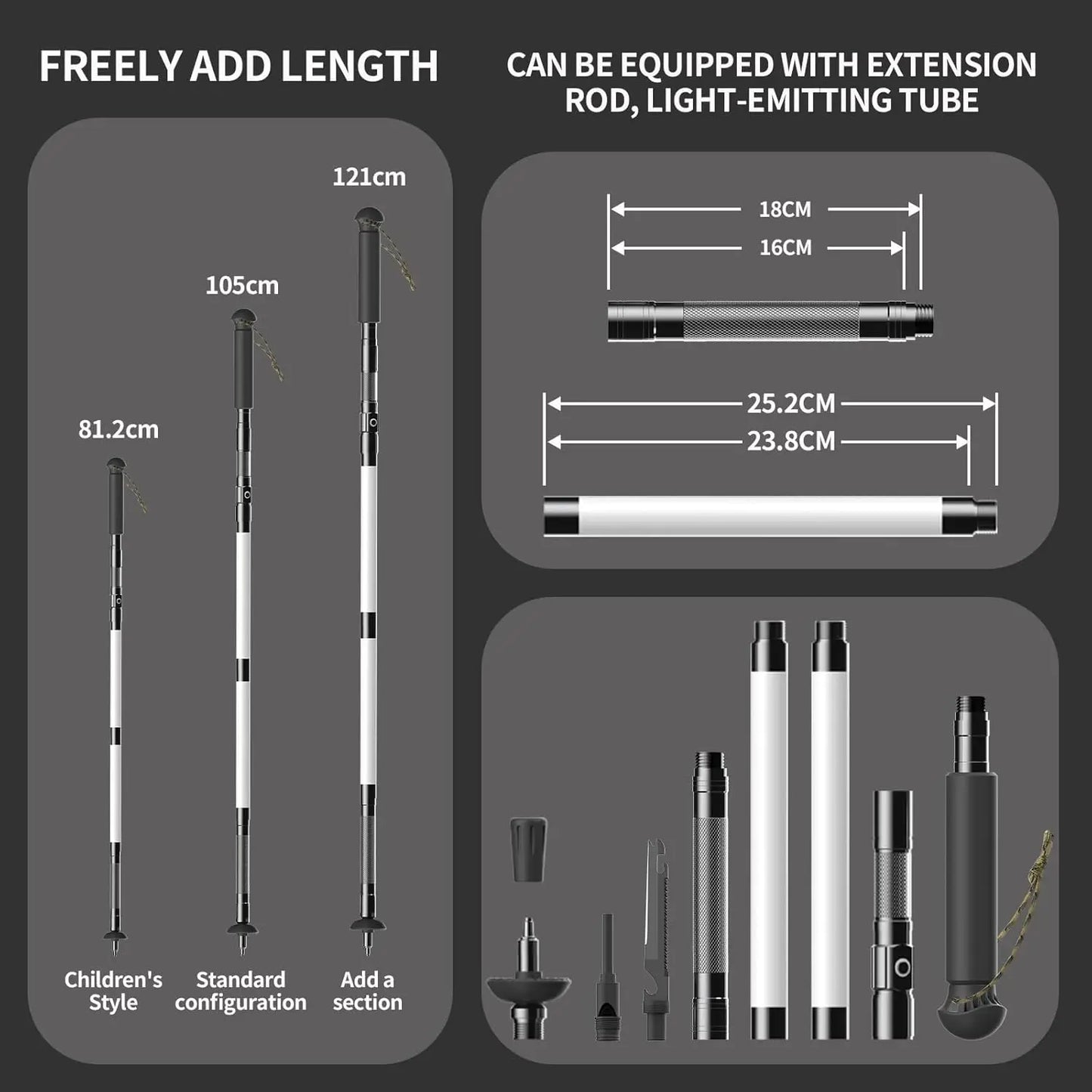 LED Trekking Pole Lightweight Collapsible Walking Stick