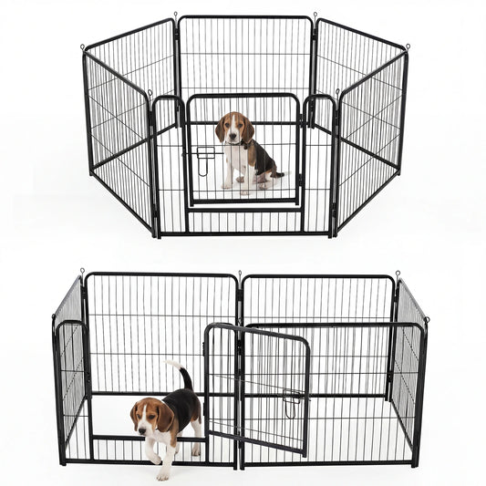 JHK Foldable 6-Panel Metal Dog Playpen For Indoor Outdoor Use