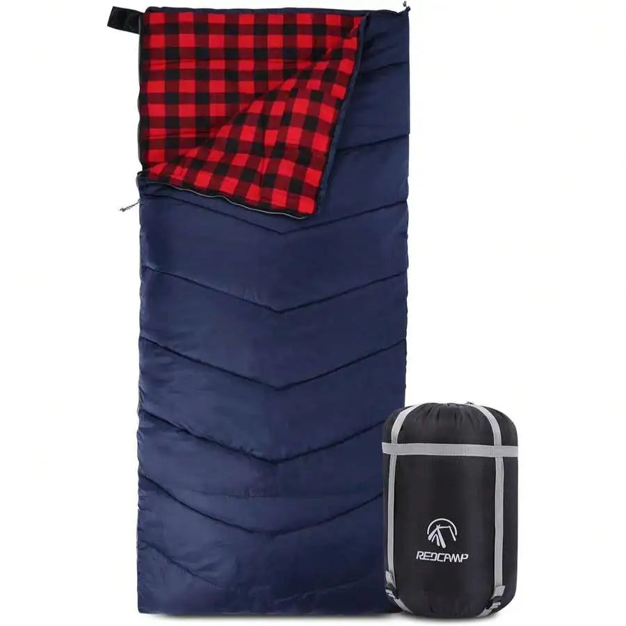 Cotton Flannel Envelope Sleeping Bag 3-4 Season Comfort