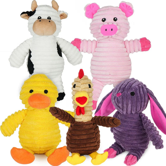 5 Pack Plush Squeaky Dog Toys Chew Bundle Value Collection