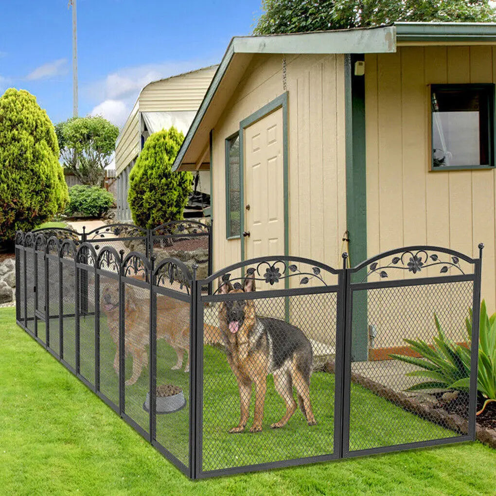 Bingopaw Foldable 8 Panel Metal Dog Playpen With Gate